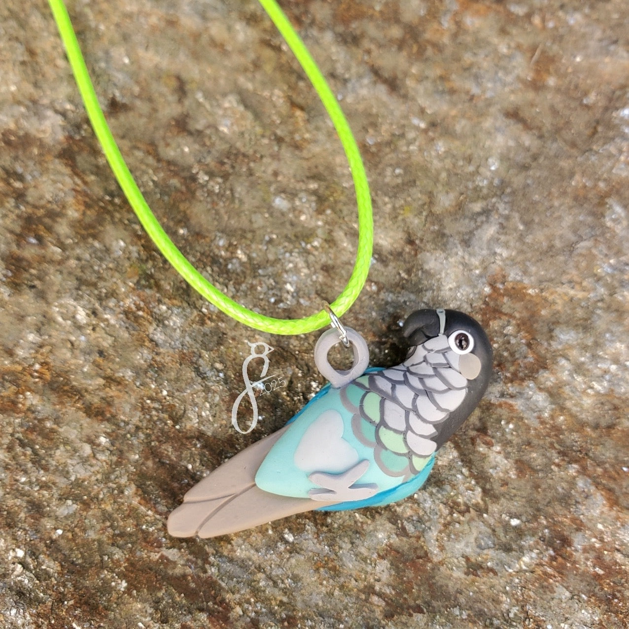Turquoise Green Cheek Conure Pendant