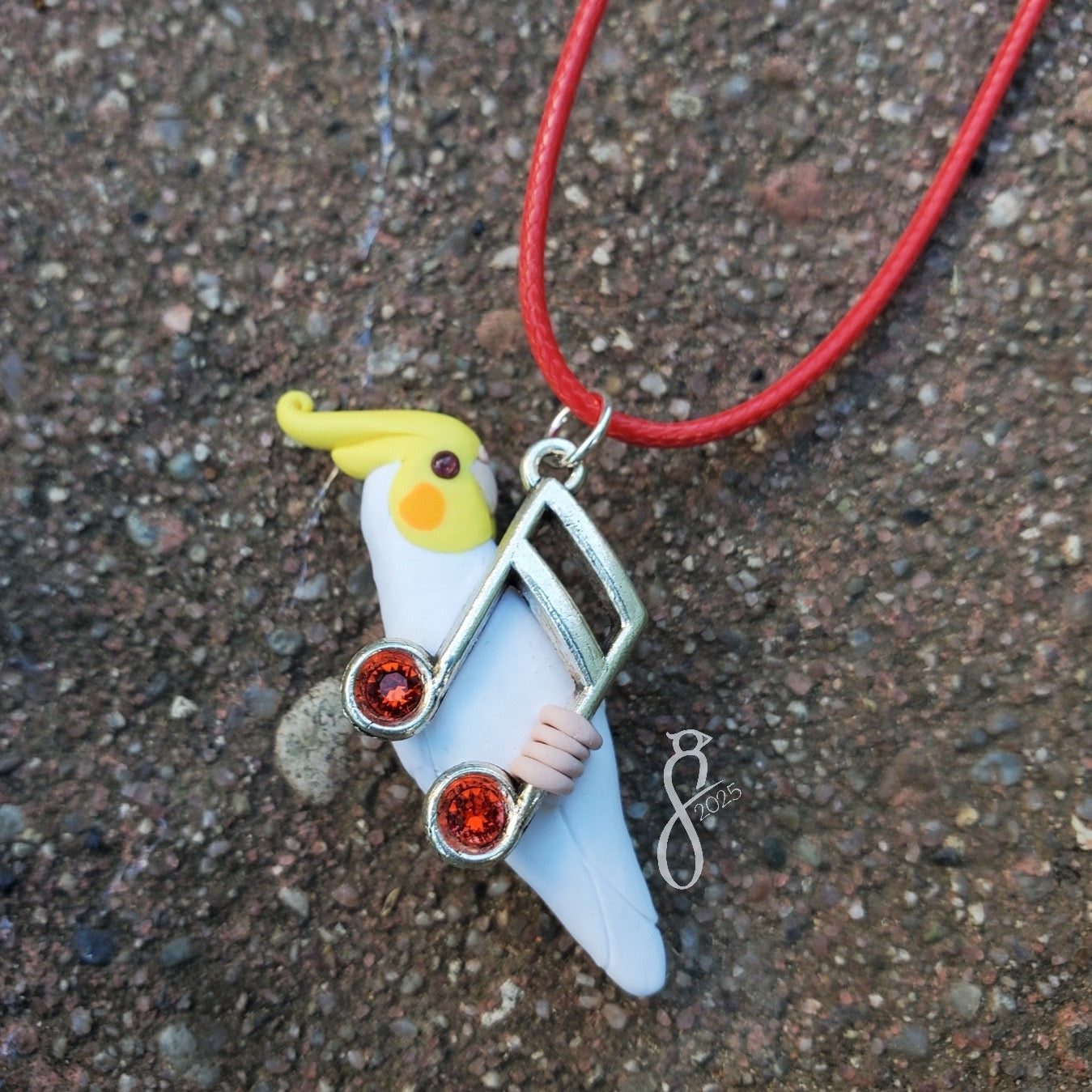 Musical Lutino Cockatiel Pendant