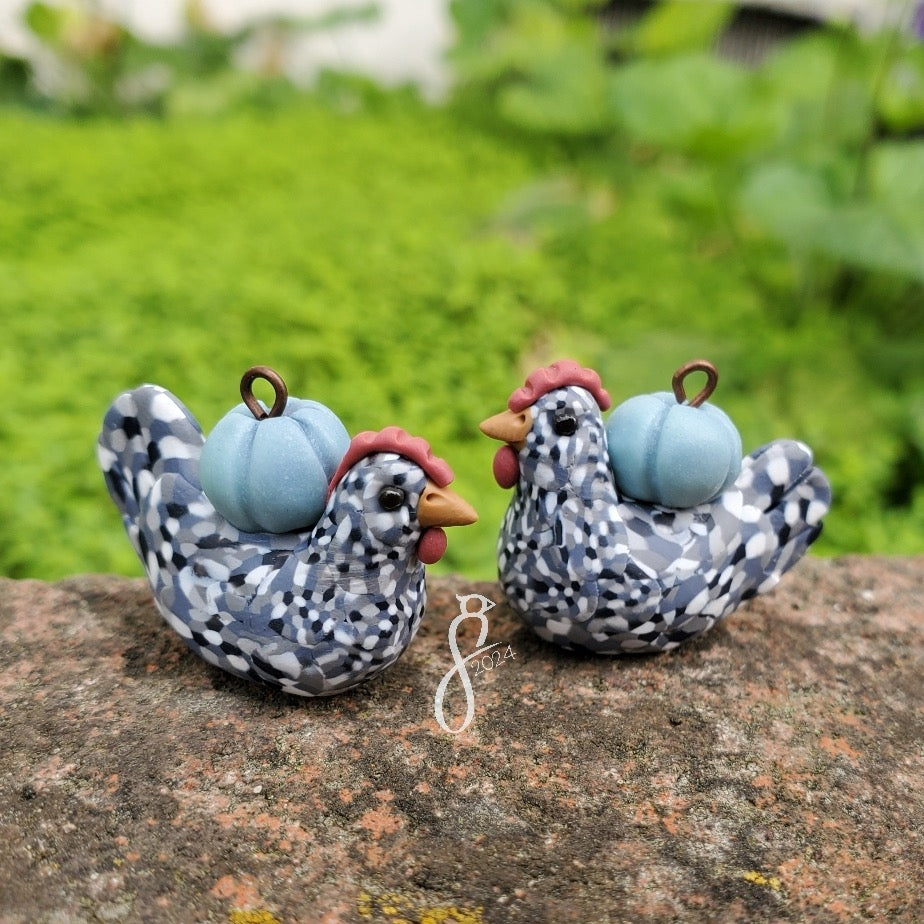 Glowing Blue Pumpkin Chicken Charm