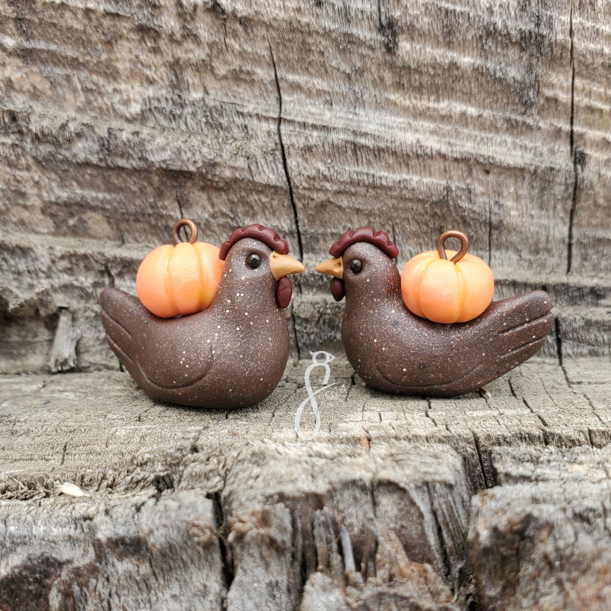 Glowing Orange Pumpkin Chicken Charm