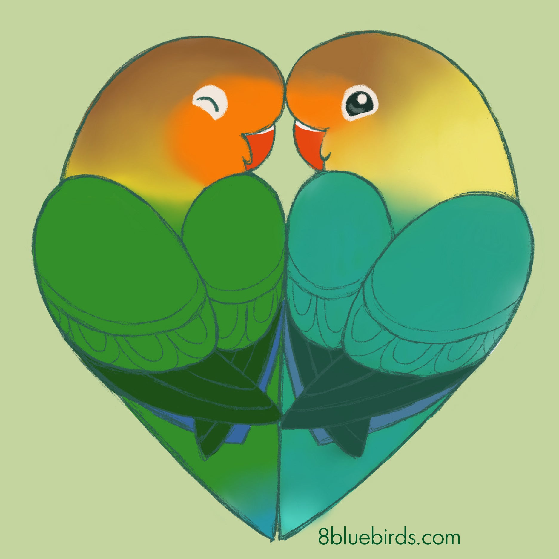 Fischer's Lovebird Heart T-Shirt