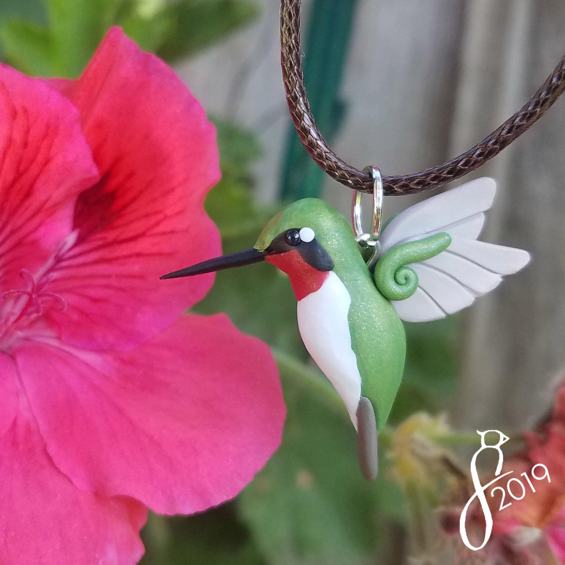 Ruby-Throated Hummingbird Necklace
