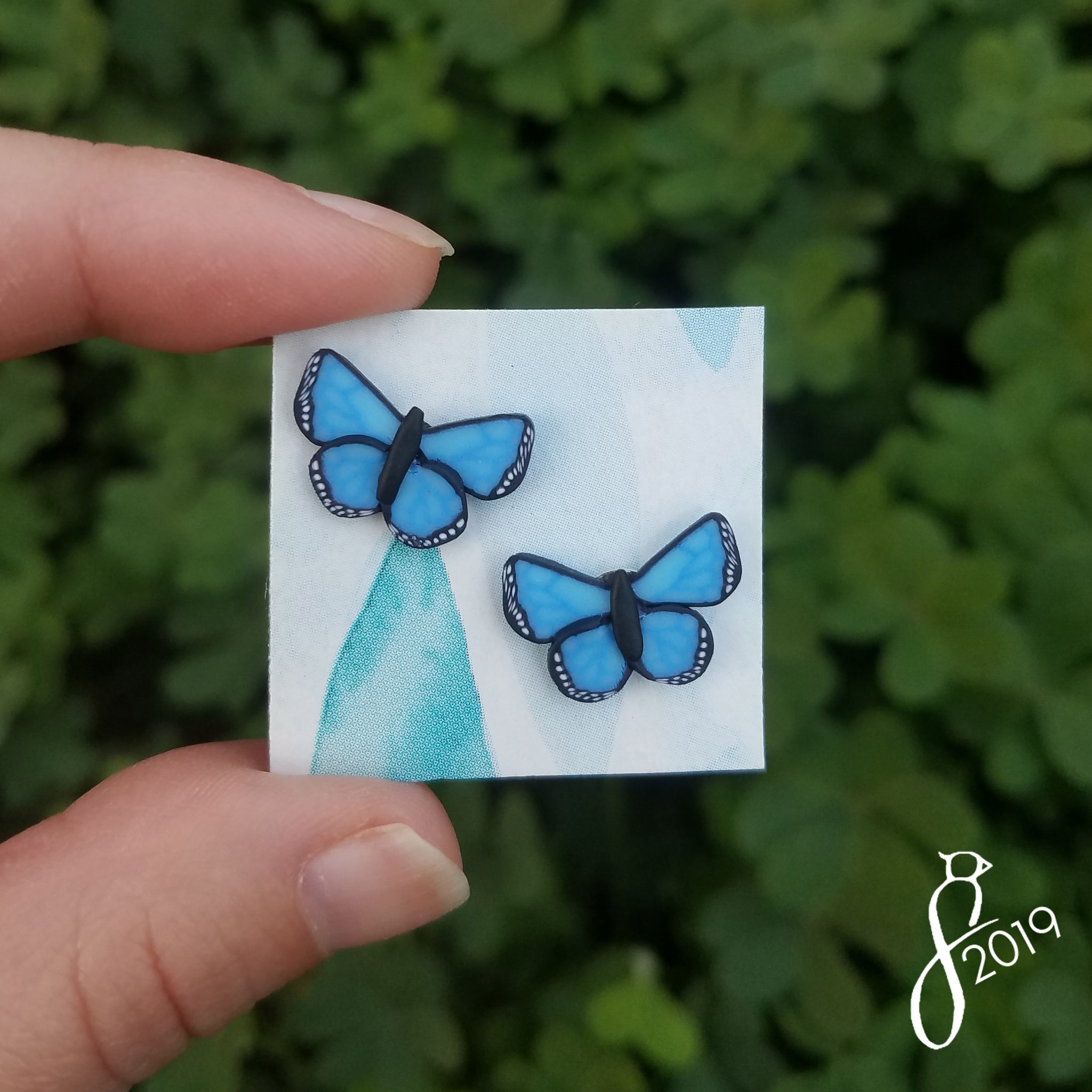 Blue Butterfly Stud Earrings