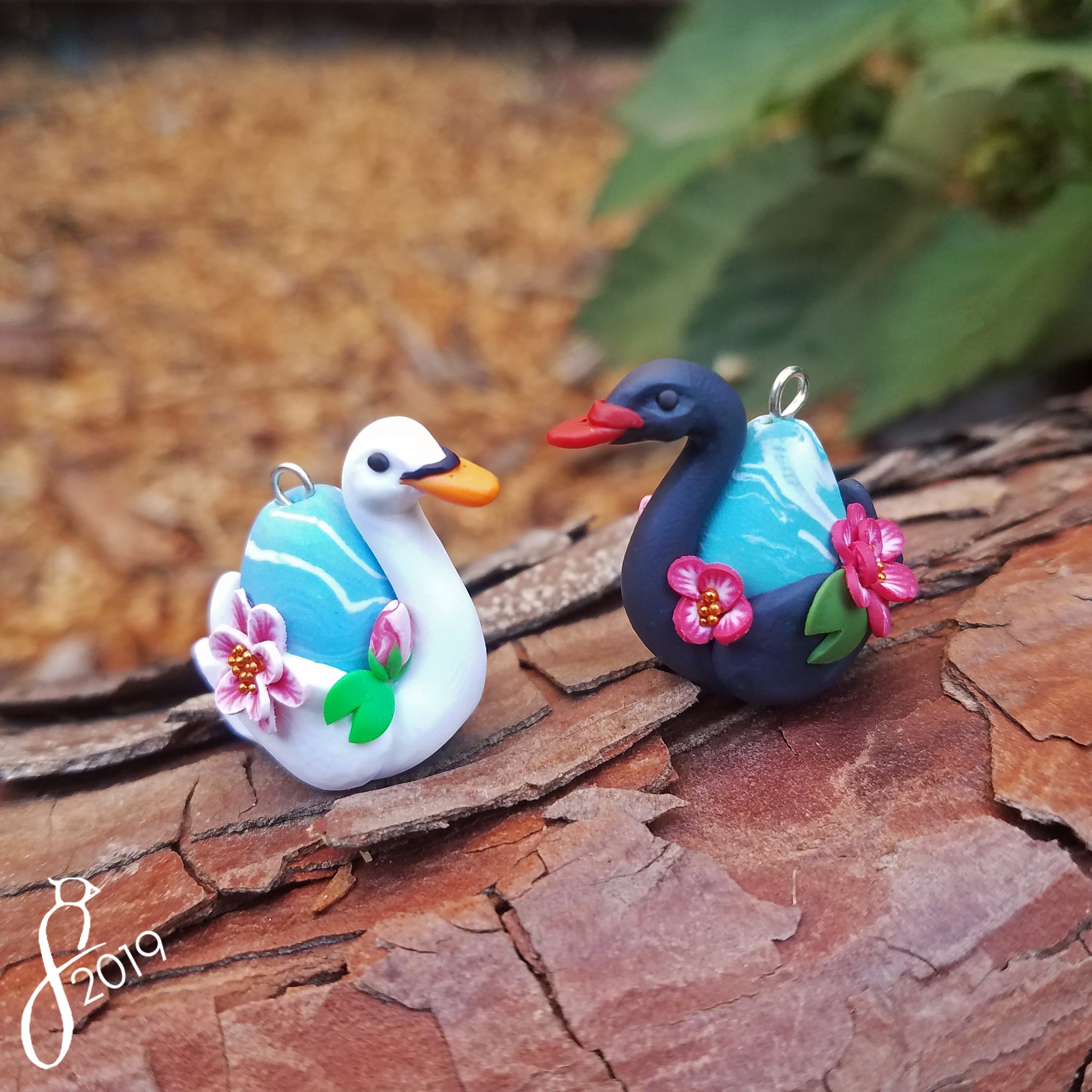 Water Lily Swan Charm